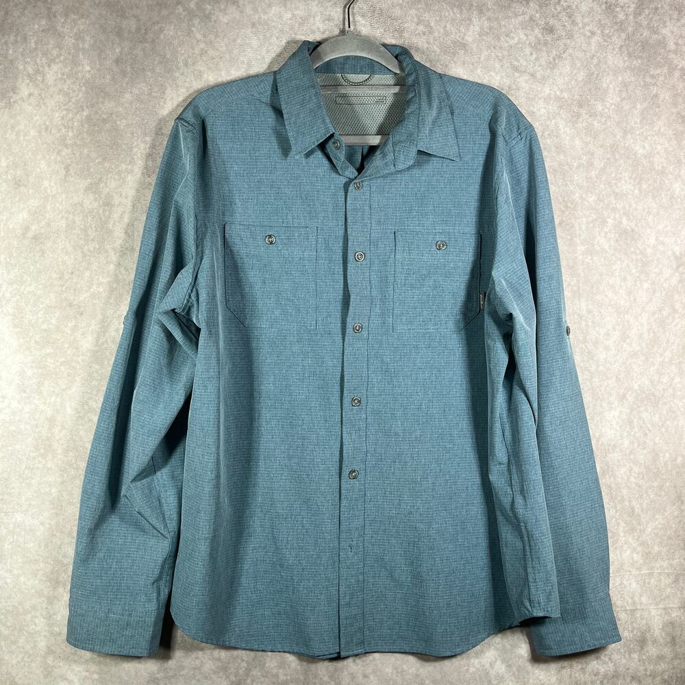 Eddie Bauer Shirt Mens Large Blue Long Sleeve Button Up Casual Outdoor Pockets